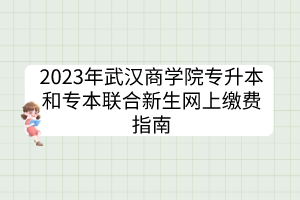 2023年武汉商学院专升本和专本联合新生网上缴费指南