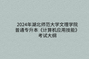 2024年湖北师范大学文理学院普通专升本《计算机应用技能》考试大纲