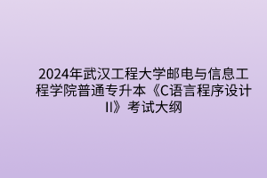 2024年武汉工程大学邮电与信息工程学院普通专升本《C语言程序设计II》考试大纲