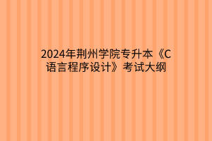 2024年荆州学院专升本《C语言程序设计》考试大纲