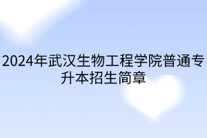 2024年武汉生物工程学院普通专升本招生简章