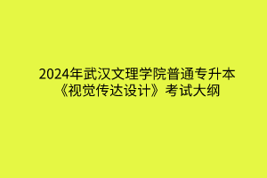 2024年武汉文理学院普通专升本《视觉传达设计》考试大纲