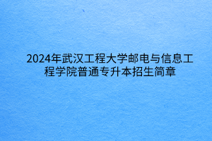 2024年武汉工程大学邮电与信息工程学院普通专升本招生简章