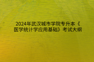 2024年武汉城市学院专升本《医学统计学应用基础》考试大纲
