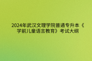 2024年武汉文理学院普通专升本《学前儿童语言教育》考试大纲