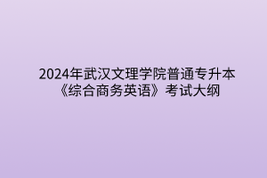 2024年武汉文理学院普通专升本《综合商务英语》考试大纲