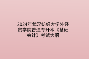 2024年武汉纺织大学外经贸学院普通专升本《基础会计》考试大纲