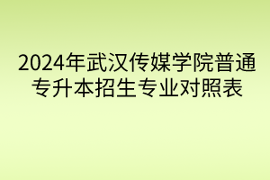 2024年武汉传媒学院普通专升本招生专业对照表