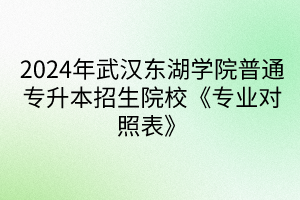 2024年武汉东湖学院普通专升本招生院校《专业对照表》