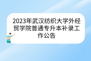 2023年武汉纺织大学外经贸学院普通专升本补录工作公告
