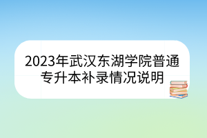 2023年武汉东湖学院普通专升本补录情况说明