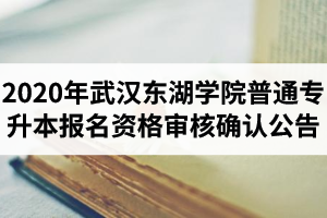 2020年武汉东湖学院普通专升本报名资格审核与确认公告