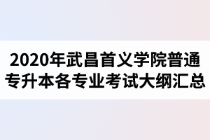 2020年武昌首义学院普通专升本各专业考试大纲汇总