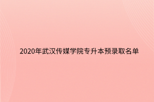 2020年武汉传媒学院专升本预录取名单