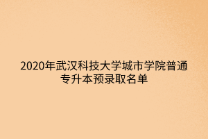 2020年武汉科技大学城市学院普通专升本预录取名单