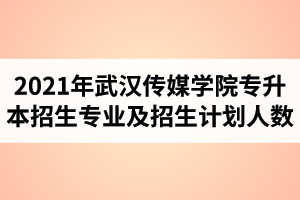 2021年武汉传媒学院专升本招生专业及招生计划人数介绍