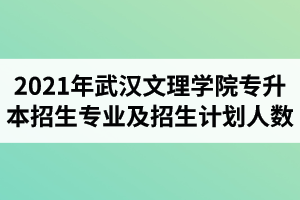 2021年武汉文理学院专升本招生专业及招生计划人数介绍