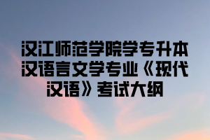 2021汉江师范学院学专升本汉语言文学专业《现代汉语》考试大纲