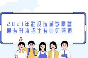 2021年武汉东湖学院普通专升本招生专业对照表