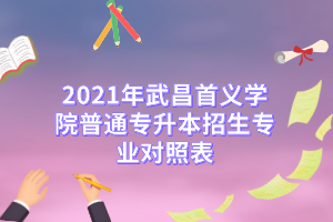 2021年武昌首义学院普通专升本招生专业对照表