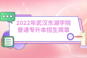 2022年武汉东湖学院普通专升本招生简章