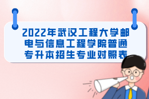 2022年武汉工程大学邮电与信息工程学院普通专升本招生专业对照表