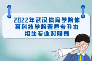 2022年武汉体育学院体育科技学院普通专升本招生专业对照表