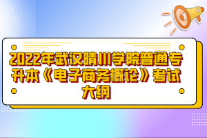 2022年武汉晴川学院普通专升本《电子商务概论》考试大纲