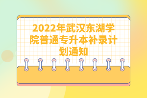 2022年武汉东湖学院普通专升本补录计划通知