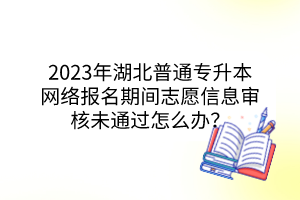 2023年湖北普通专升本网络报名期间志愿信息审核未通过怎么办？