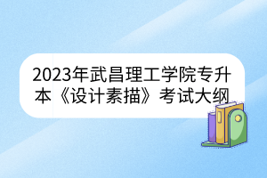 2023年武昌理工学院专升本《设计素描》考试大纲