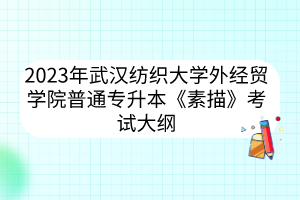 2023年武汉纺织大学外经贸学院普通专升本《素描》考试大纲