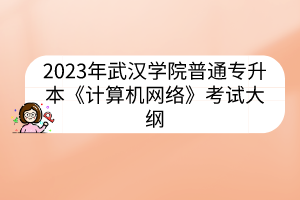 2023年武汉学院普通专升本《计算机网络》考试大纲