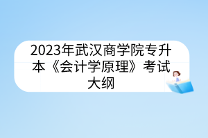 2023年武汉商学院专升本《会计学原理》考试大纲