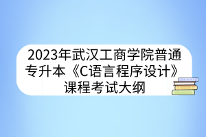 2023年武汉工商学院普通专升本《C语言程序设计》课程考试大纲
