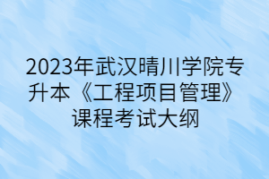 2023年武汉晴川学院专升本《工程项目管理》课程考试大纲