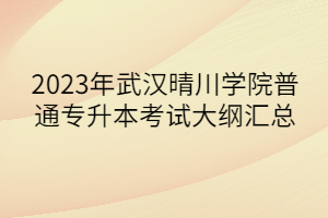 2023年武汉晴川学院普通专升本考试大纲汇总