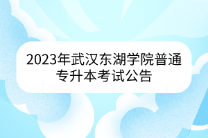 2023年武汉东湖学院普通专升本考试公告