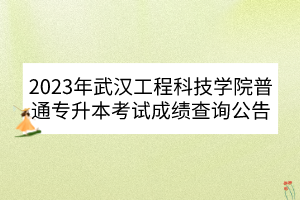 2023年武汉工程科技学院普通专升本考试成绩查询公告